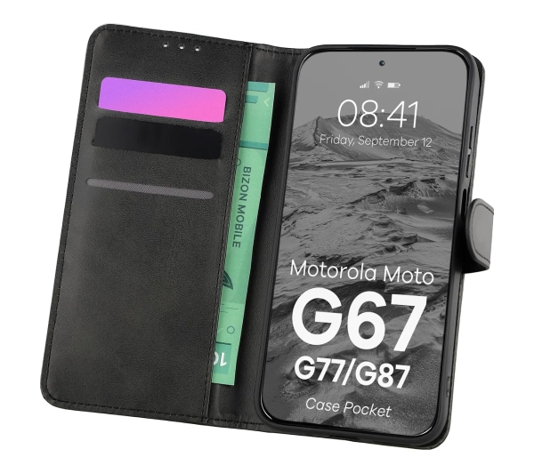 Bizon Case Pocket do Motorola Moto G67 5G / G77 5G Czarny
