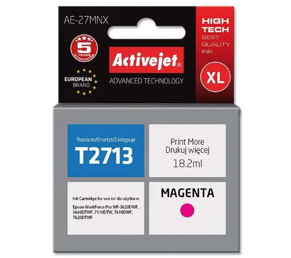 ActiveJet AE-27MNX (zamiennik 27XL T2713) Purpurowy 18 ml