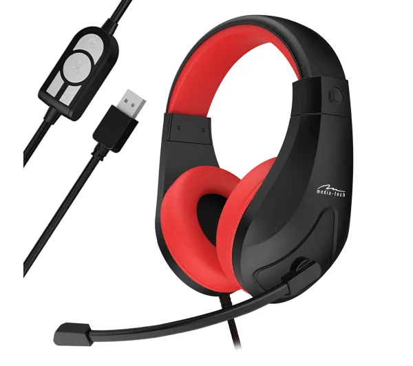 Media-Tech NEMESIS MT3574 Nauszne Czarno-czerwony