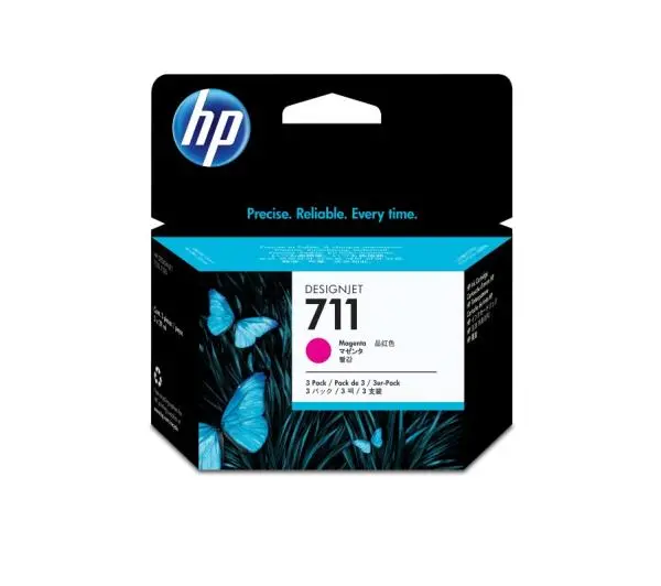 Zestaw 3 sztuk purpurowych wkładów atramentowych HP 711 DesignJet 29 ml