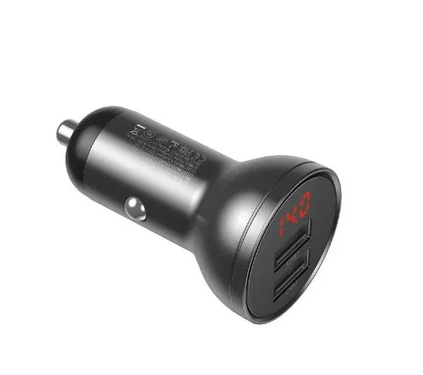 Baseus z wyświetlaczem, 2x USB, 4,8A, 24W (szary)