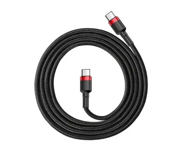 Baseus USB-C PD Cafule PD 2,0 QC 3,0 60W 2m Czarno-czerwony