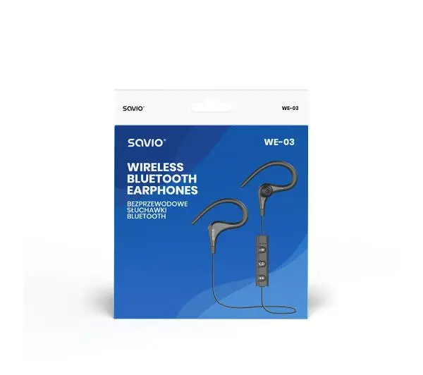 Savio WE-03 Dokanałowe Bluetooth 4.2 Czarny