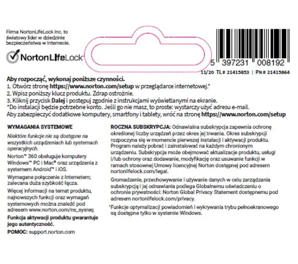 Norton 360 for Gamers 50GB 3 Urządzenia/1 Rok Kod aktywacyjnyDostęp po opłaceniu zakupu