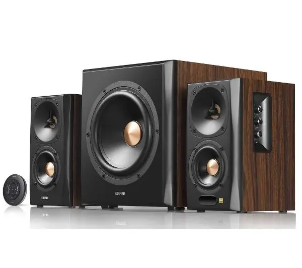 Zestaw aktywnych, podstawkowych kolumn głośnikowych z subwooferem EDIFIER S360DB Brązowy (2+1), Bluetooth aptX, Obudowa MDF