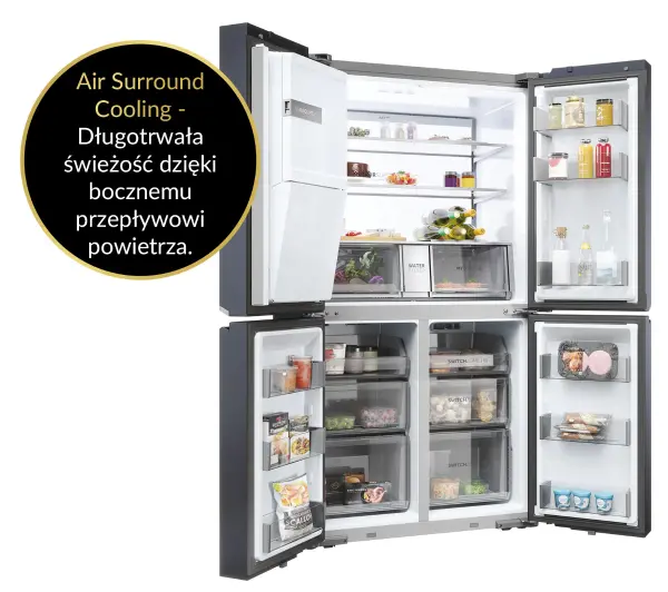 Haier Seria 7 HCR7918EIMB Pełny No Frost 177,5cm Dystrybutor wody Czarny Inox - DRUGI -30%, ALBO 5-TY ZA 1ZŁ - Kup na Raty - RRSO 0%