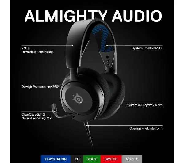 SteelSeries Arctis Nova 1 PS Nauszne Czarny