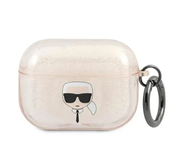 Etui na słuchawki KARL LAGERFELD Glitter Karls Head do Apple AirPods Pro Złoty