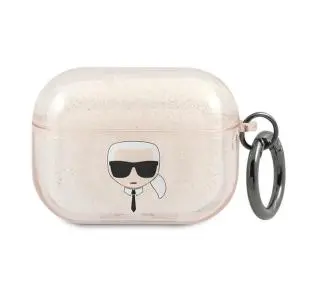 Karl Lagerfeld KLAPUKHGD Glitter Karl`s Head AirPods Pro Cover Złoty
