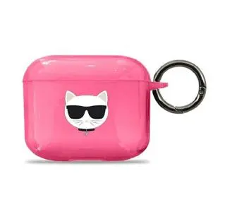 Karl Lagerfeld KLA3UCHFP Choupette Head AirPods 3 Cover Różowy