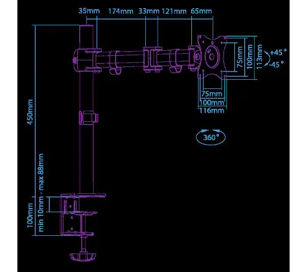 Ultradesk Skeleton Single od 15" do 27" Max 8kg