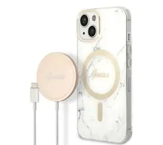 Guess GUBPP14MHMEACSH ładowarka indukcyjna + etu Marble MagSafe do iPhone 14 Plus