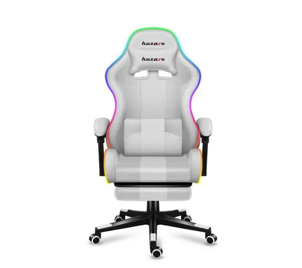 Huzaro Force 4.7 RGB White Mesh Gamingowy  do 140kg Tkanina Biały