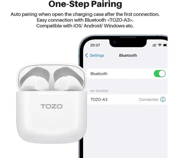 Tozo A3 Douszne Bluetooth 5.3 Biały