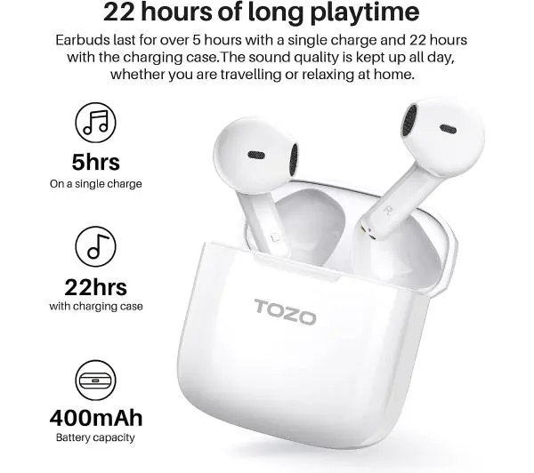Tozo A3 Douszne Bluetooth 5.3 Biały