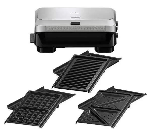 Opiekacze do kanapek - Braun SnackMaker 5 SM5038 3w1 Trójkąty Gofry Panini 800W