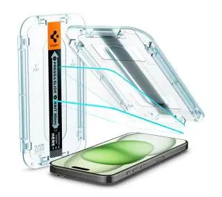 Spigen z aplikatorem Glas.tR EZ Fit do iPhone 15 - 2 pack