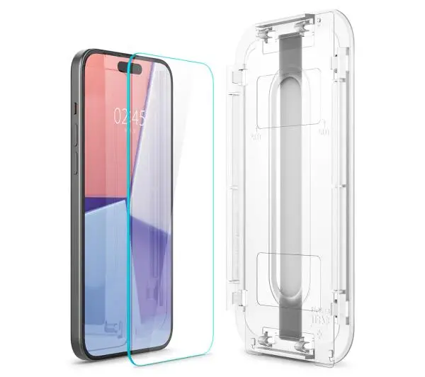 Spigen z aplikatorem Glas.tR EZ Fit do iPhone 15 - 2 pack