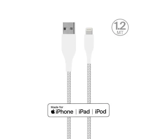 Puro Fabric Ultra Strong USB-A do Lightning MFi 1,2m Biały
