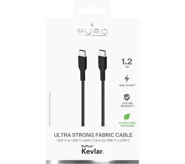 Puro Fabric Ultra Strong CUSBCUSBCFABK3BLK USB-C do USB-C 1,2m Czarny