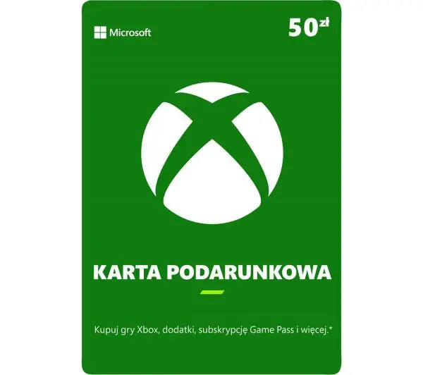 Karta podarunkowa Xbox 50 zł [bon agencyjny] Obecnie dostępne tylko w sklepach stacjonarnych RTV EURO AGDDostęp po opłaceniu zakupu