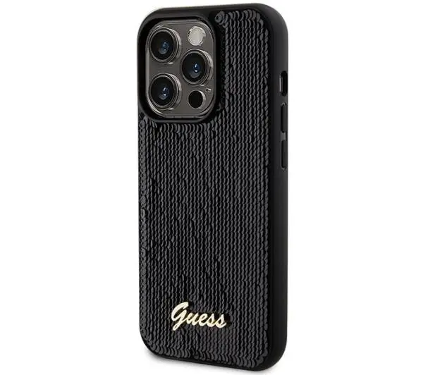 Guess Sequin Script Metal GUHCP13XPSFDGSK do iPhone 13 Pro Max Czarny