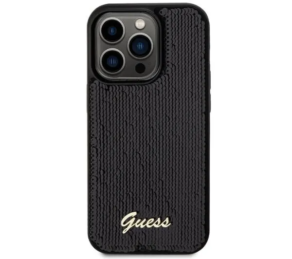 Guess Sequin Script Metal GUHCP13XPSFDGSK do iPhone 13 Pro Max Czarny