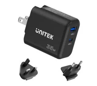 Unitek GaN Power Delivery 35W USB-C USB-A Czarny