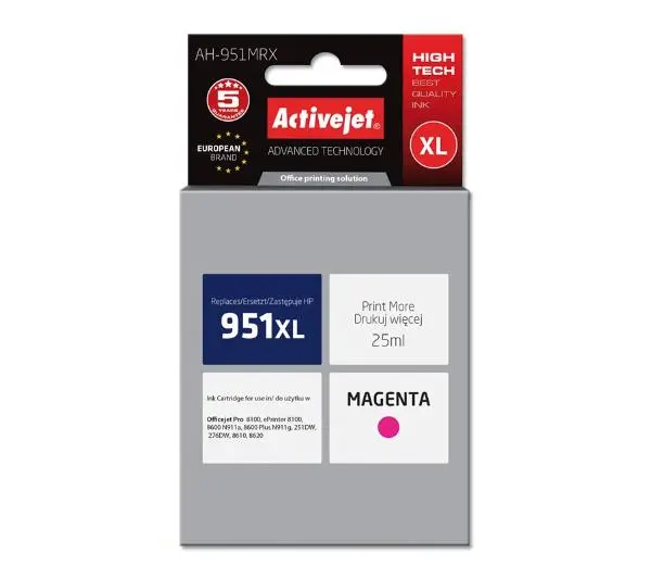 ActiveJet AH-951MRX (zamiennik CN047AE nr 951XL) Purpurowy 25 ml