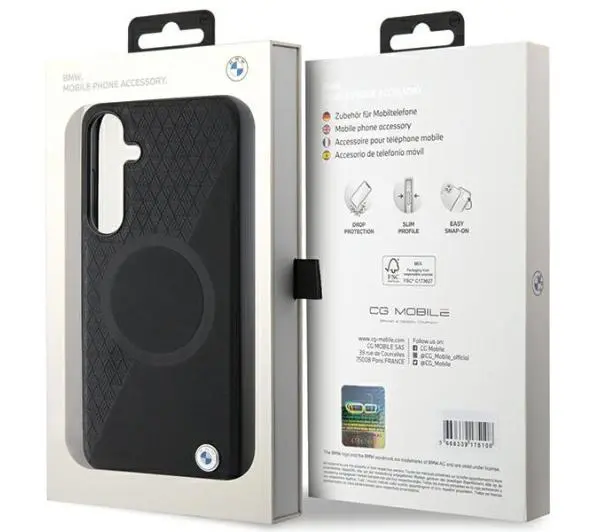 BMW Leather Half Textured & Circle MagSafe do Samsung Galaxy S24 Czarny