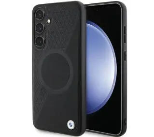 BMW Leather Half Textured & Circle MagSafe do Samsung Galaxy S24 Czarny