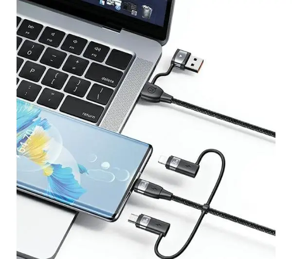 USAMS U85 2xUSB-C USB Micro-USB Lightning 6w1 100W 2m Fioletowy