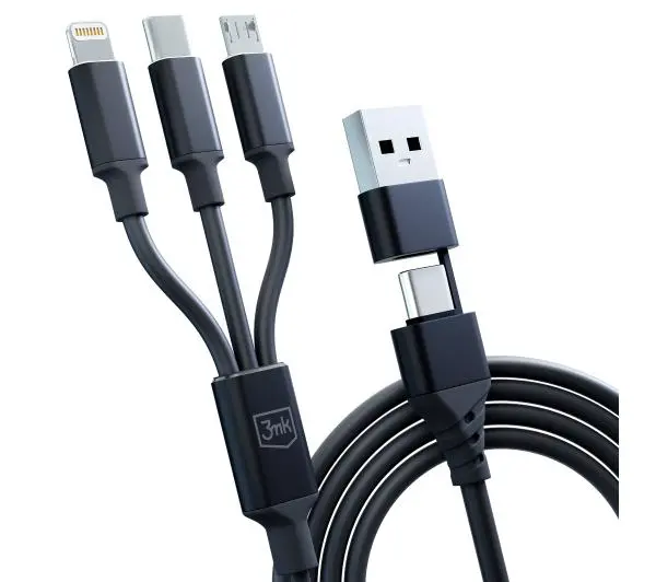 3mk Hyper 3in1 A/C Do C/Micro/Lightning 1,5m Czarny