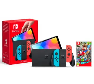 Nintendo Switch OLED Czerwono-niebieski + Super Mario Odyssey - Kup na Raty - RRSO 0%