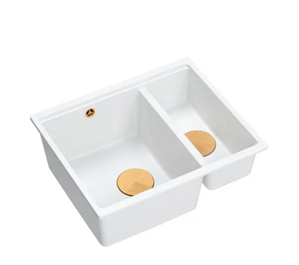 Zlewozmywaki kuchenne - Quadron LOGAN 150 HCQL5646U1-C1_U Granitowy Snow white/Miedziany