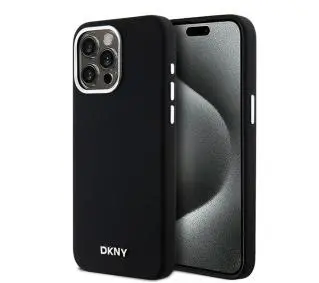 DKNY Hardcase Liquid Silicone Small Metal Logo MagSafe do iPhone 14 Pro Max Czarny