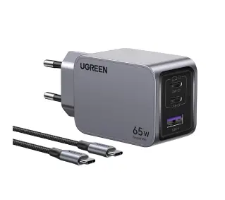 UGREEN 25871 Nexode Pro USB + 2x USB-C 65W + kabel USB-C 1,5m Czarny