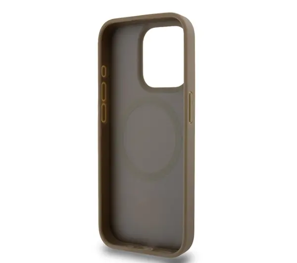 DKNY Hardcase Leather Pattern Metal Logo MagSafe DKHMP14LPSHRPSW do iPhone 14 Pro Brązowy