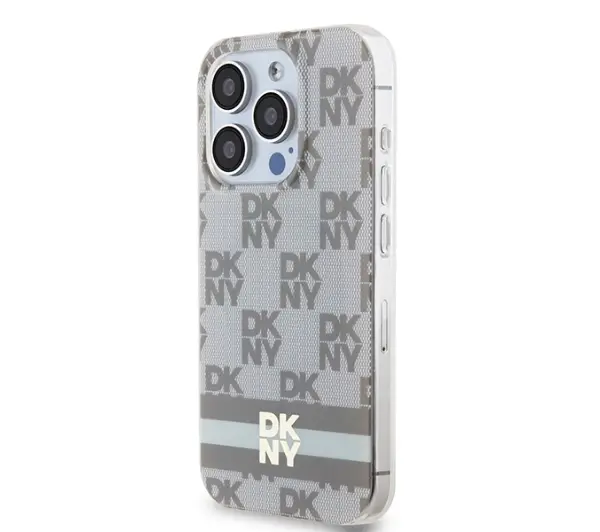 DKNY IML Checkered Mono Pattern & Printed Stripes MagSafe do iPhone 14 Pro Max Beżowy