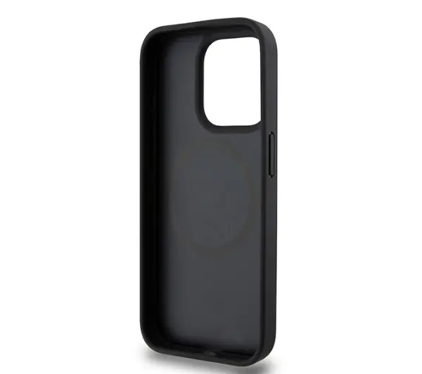 DKNY Leather Pattern Monogram Metal Logo MagSafe do iPhone 15 Pro Czarny