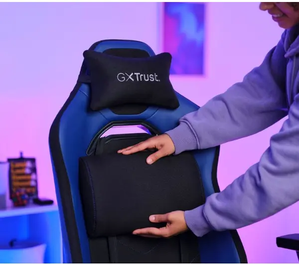 Trust GXT 714B Ruya Gamingowy do 150kg Tkanina Skóra ECO Niebieski - Kup na Raty - RRSO 0%