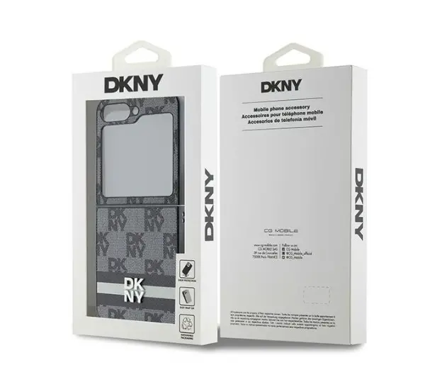 DKNY Chequered Pattern Printed Stripes do Galaxy Z Flip 6 Czarny