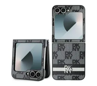 DKNY Chequered Pattern Printed Stripes do Galaxy Z Flip 6 Czarny