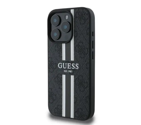 Guess 4G Printed Stripes do iPhone 16 Pro Czarny