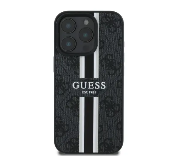 Guess 4G Printed Stripes do iPhone 16 Pro Czarny