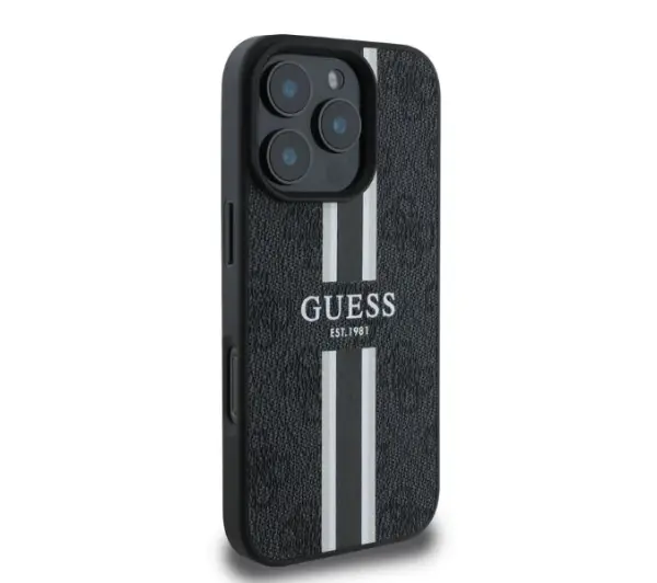 Guess 4G Printed Stripes do iPhone 16 Pro Czarny