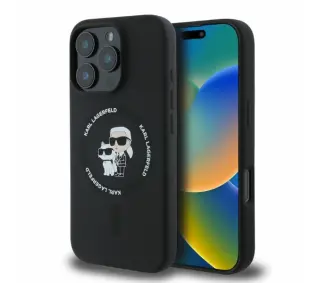 Karl Lagerfeld Silicone Karl&Choupette Ring MagSafe do iPhone 16 Pro Czarny
