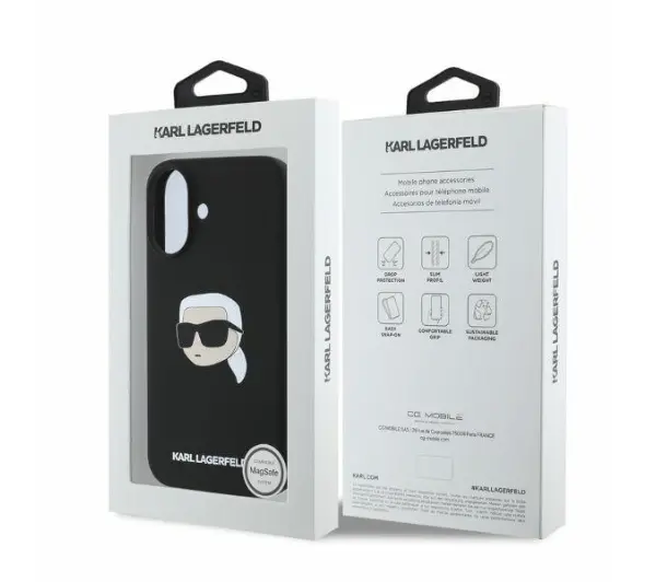 Karl Lagerfeld Silicone Karl Head Print MagSafe do iPhone 16 Czarny
