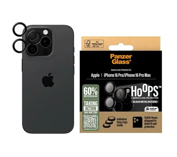 PanzerGlass Hoops Camera Lens Protector do iPhone 16 Pro Czarny