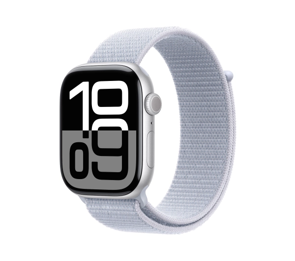 PRODUKT PO EKSPOZYCJI - Smartwatch APPLE Watch Series 10 GPS Koperta 46mm z aluminium w kolorze srebrnym opaską sportową błękitnego obłoku MWWN3ET/A